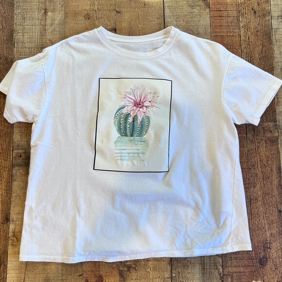 EPlus White T-Shirt Cactus Short Sleeves Desert - Picture 4 of 6